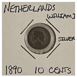 Silver 1890 Neth. 10c
