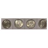 4 UNC Ike Dollars 1971D,72D,74D,76 V2