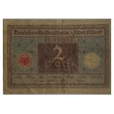 1920 Germany 2 Mark Banknote