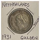 Silver 1931 Netherlands Gulden