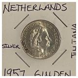 Silver 1957 Netherlands Gulden
