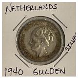 Silver 1940 Netherlands Gulden