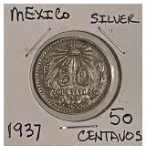 Silver Mex. 1937 50 Centavos