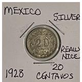 Silver Mex. 1928 20 Centavos