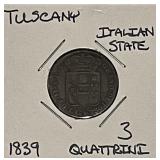 1839 Tuscany (Italy) 3 Quattrini