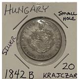 Silver Hungary 1842B 20 Krajczar