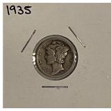 1935 Silver Mercury Dime