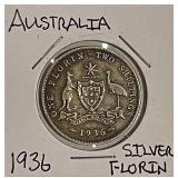 Silver 1936 Australia Florin