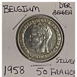 Silver Belgium 1958 50 Francs