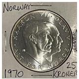 Silver 1970 Norway 25 Kroner
