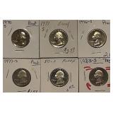 (6) PROOF Quarters 1970,71,76,77,80,83
