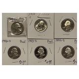 (6) PROOF Quarters 1968,70,77,92,93,94