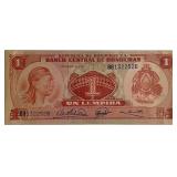 1974 Honduras One Lempira Banknote