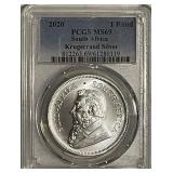 Cert. MS69 S.A. Silver 2020 Krugerand