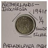 Silver 1941 Neth. Indonesia 1/4 Gulden
