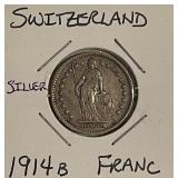 Silver 1914 Switzerland Franc