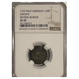 Cert. XF45 Saxony 1763 1/24 Thaler