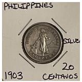 Silver 1903 Phil. 20 Centavos