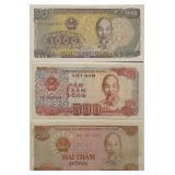 3 Vietnam Banknotes