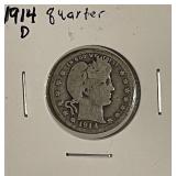 1914D Silver Barber Quarter