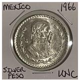 Silver 1966 Mexico Peso