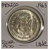 Silver 1963 Mexico Peso