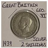 Silver 1939 Gr.Brit. 2 Shillings