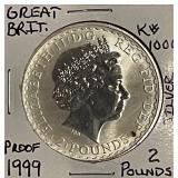 Troy Oz. 1999 PROOF Gr.Brit. 2 Pounds