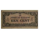 1942 Indo. Fractional Block Letters Cent Note