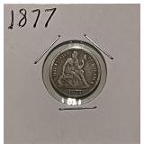 1877 Silver Seated Lib. Dime very nice