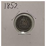 1852 Silver Seated Lib. Dime very nice