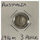 Silver 1916 Australia 3 Pence