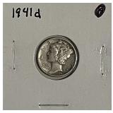 1941D Silver Mercury Dime