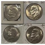 (4) UNC 1976D Variety I Ike Dollars