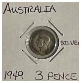 Silver 1949 Australia 3 Pence