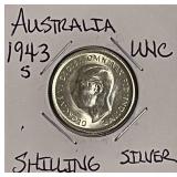 Silver 1943S Australia Shilling