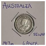 Silver 1917 Australia 6 Pence