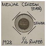 Silver India State Mewar 1928 1/16 Rupee