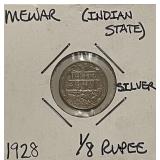 Silver India State Mewar 1928 1/8 Rupee