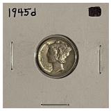 1945D Silver Mercury Dime
