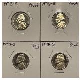 Four PROOF Jefferson Nickels