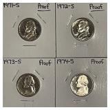 Four PROOF Jefferson Nickels