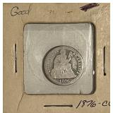 1876CC Carson City Silver S.L. Dime