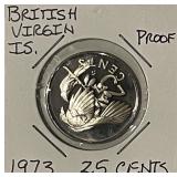 1973 PROOF Br.V.Islands 25 Cents