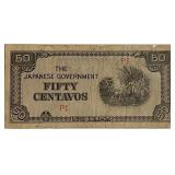 1942 Philippines 2 Block Letters 50c Note