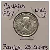 Silver 1957 Canada 25c