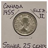 Silver 1955 Canada 25c