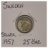 Silver 1957 Sweden 25 Ore