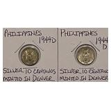 (2) Silver Philippines 1944D 10c