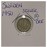 Silver 1950 Sweden 10 Ore